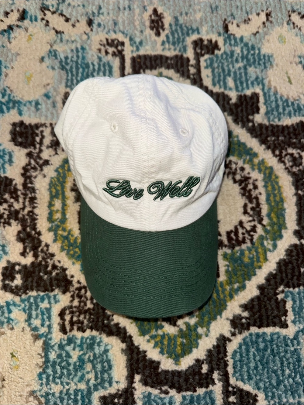 Love Well White and Forest Green Baseball Cap